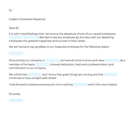 Announcement of Employee Departure preview