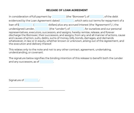 Release of Loan Agreement preview