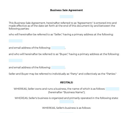 Business Sale Agreement - WORD & PDF template | LegalScrolls