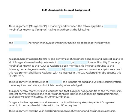 LLC Membership Interest Assignment preview