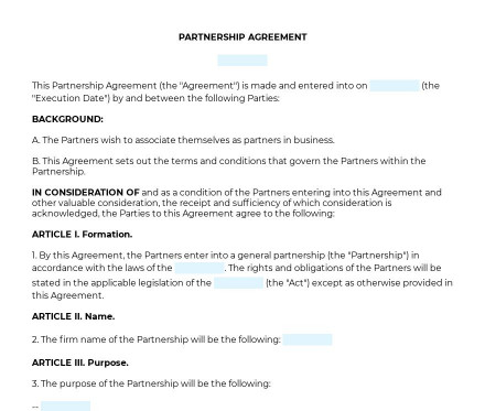 Partnership Agreement preview