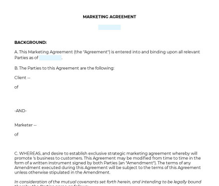 Marketing Agreement preview