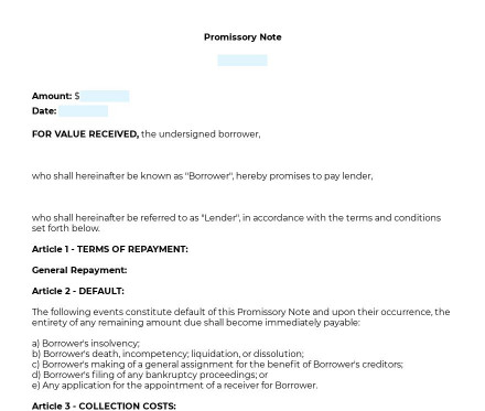 Promissory Note preview