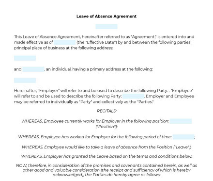 Leave of Absence Agreement preview