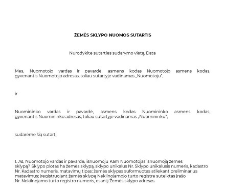 Žemės sklypo nuomos sutartis preview